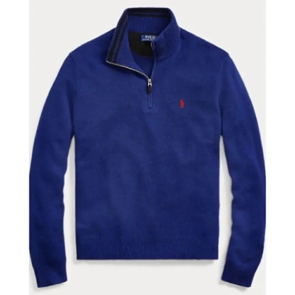 Polo Ralph Lauren Wool Cashmere Half-Zip Sweater in Soho Blue – Men’s XL - Picture 1 of 16
